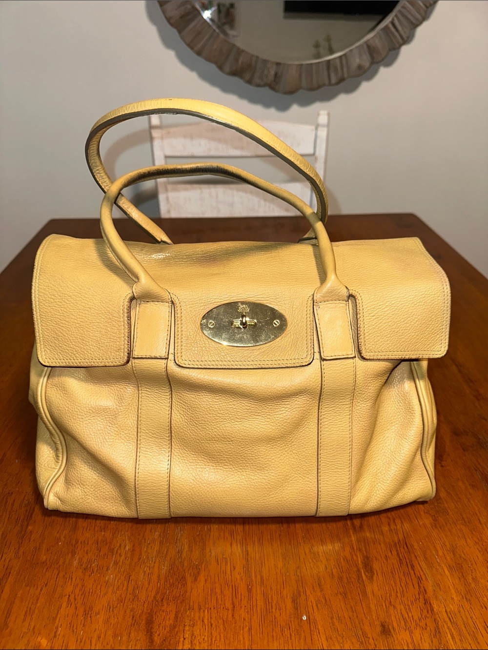 Mulberry Bayswater Leather Satchel in Mustard Yellow